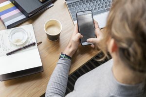 Woman using mobile friendly software
